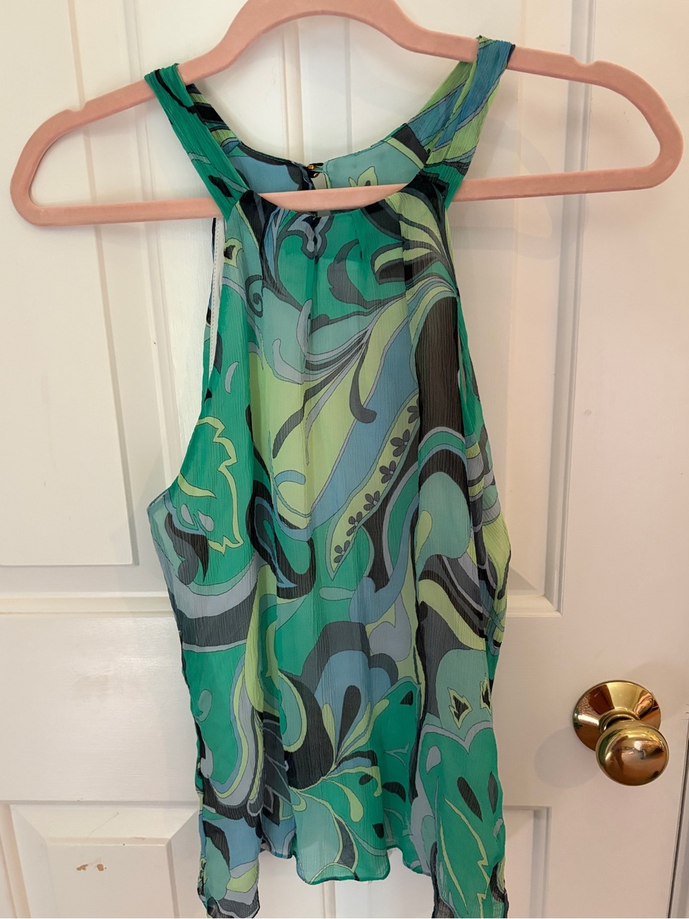 Skirtin Around Green Teal Swirl  Top